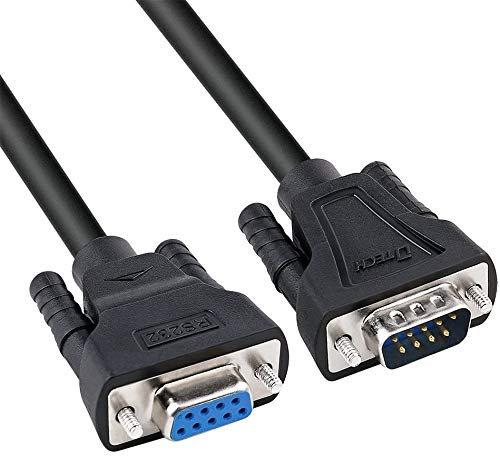 DTech DB9 RS232 Serielles Kabel Stecker zu Buchse Verlängerungskabel Nullmodemkabel gekreuzte TX RX Leitung für Daten kommunikation (1,5 m, schwarz)