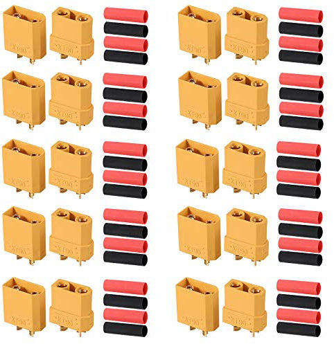 AUTOUTLET 10 Paar XT90 Batterie Anschlüsse, XT-90 Männlich Weiblich Stecker Buchse Steckverbinder Netzstecker mit Schrumpfschlauch, Hochstrom Stecker für RC Lipo Batterie