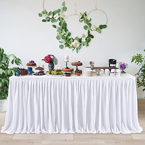 HBBMAGIC Polyester Tischrock Tischdecke Tischröcke Party Deko Für Hochzeit, Geburtstag, Candy Bar, Weihnachten, Weiß, 183 * 76CM