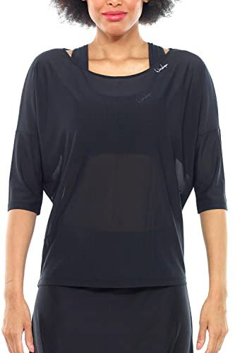 WINSHAPE Maglietta da Donna Functional Light a 3/4 Maniche Mesh Dance Top Dt107 Leggera Trasparente