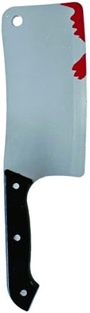 WickedFun® Halloween Knife - 30cm Long Bloody Cleaver Weapon with Black Handle - Halloween Slasher Bloody Knife Fancy Dress Prop Accessory