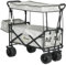 Outsunny 120L Festival Trolley on Wheels, Folding Camping Trolley Cart with Removable Canopy, All-Terrain Wheels, Adjustable Handle, Push or Pull for Garden Beach Fishing Shopping, Grey