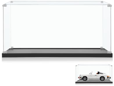 icuanuty Acryl Vitrine für Lego Speed Champions X 4/42176/10262/60432/21010/10295/42111/42154/42126/10265/10304, Staubgeschützte Aufbewahrung Vitrine für Lego, Größe:45x20x17 cm (Nur Display Case)