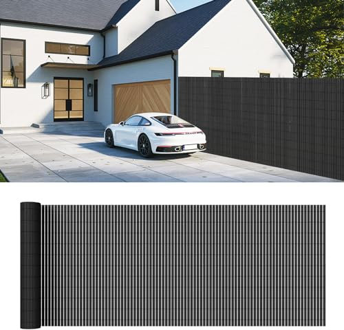Kidsgigglz Canisse en PVC Brise Vue, Intimité Paravent de Jardin, Décorative Palissade en PVC Anti UV Intempéries avec Attaches de Fixation, Clôture en PVC pour Balcon Terrasse, 160x300cm, Anthracite