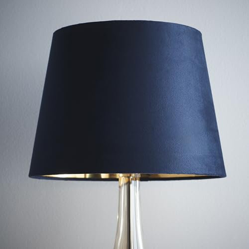 K LIVING Velvet Tapered Lampshade for Modern Table Lamps and Floor Lamps in Navy Blue | Traditional Cotton Textured Fabric Cone Light Shade for Ceiling Pendant | Lamp Shade for Calm Home (10)