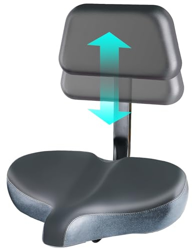 YLG Oversized Bike Seat with Backrest Comfort Wide Bicycle Saddle Replacemen for Tricycle, Electric, Commuter, Stationary Bikes, Soft Thick Foam Padded Cushion, Adjustable, Waterproof