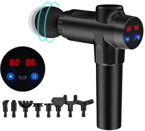 Deep Tissue Massage Gun - 99-Speed Muscle Percussion Massager with LCD Touch Screen & 9 Massage Heads - Quiet Handheld Massager for Shoulder, Body, Back, and Muscle Relaxation