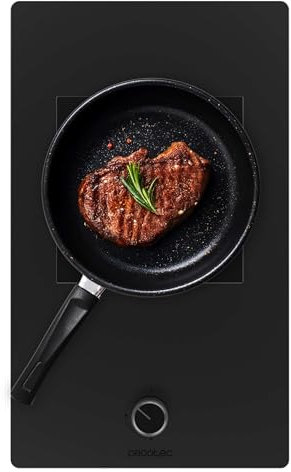 Cecotec Piano Cottura a Gas 1 Fuoco per Gas Naturale e Butano Bolero Squad G 1800S Eternal Nano Glass. 5,6kW, Vetro Nero Opaco, Griglia Ferro, Bruciatore Eternal con Supporto WOK