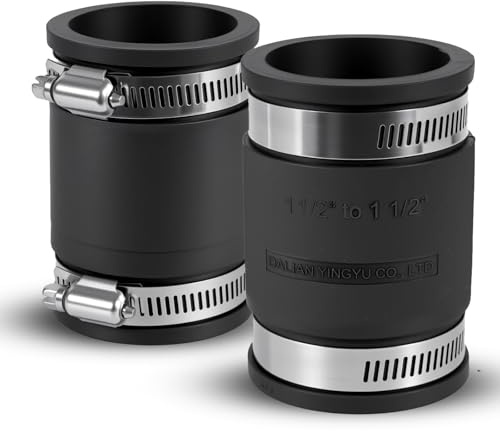 DLYYPLUS 2 Pcs 1-1/2 IN Flexible PVC Pipe Coupling with Stainless Steel Clamps Fit 1-1/2 IN Nominal Pipes, Couplers for Plastic and Copper Pipe Plumbing Connections, Drain Repair, Dust Hose