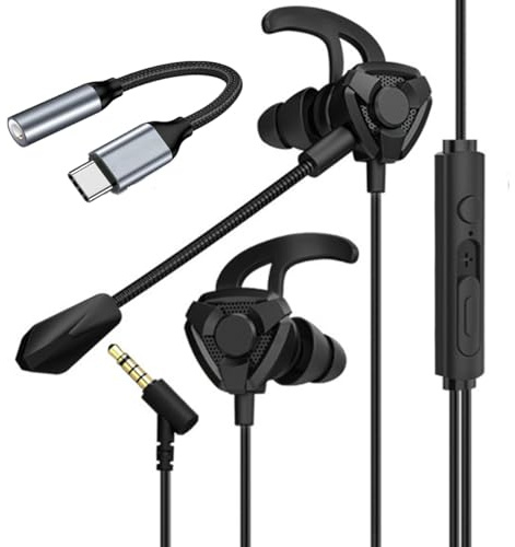 Cuffie da gioco con microfono, auricolari da gioco cablati per PS4, PS5, Xbox One, PlayStation 5, telefoni cellulari, compatibili con interfacce telefoniche da 3,5 mm e USB-C (Type-c) (nero)