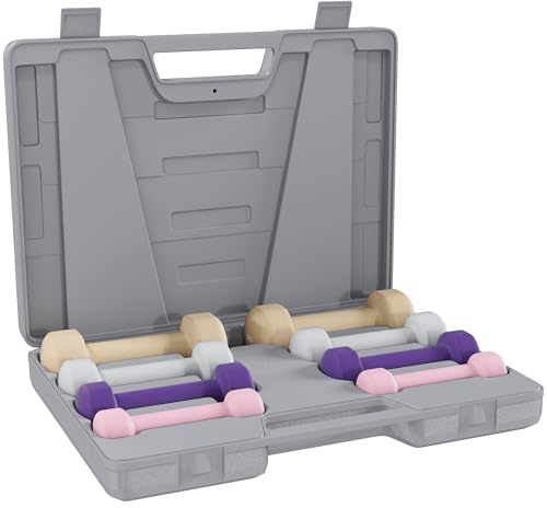 HOMCOM Ensemble d'Haltères Courtes Total 10 Kg Rose Violet Gris Café