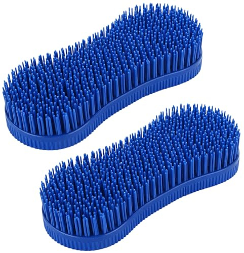 2 Pcs Professional Horse Brushes for Grooming,Durable Horse Grooming Brush & Essential Horse Care Tool for Removing Loose Hair, Dirt & Massage (Blue)