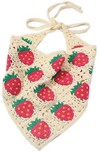 Colorful Bandana Knitted Hair Kerchief Tie Back for Head Wrap Strawberry Triangular Turban for Girls Photo Triangle Scarfs for Women Hair Cotton Triangle Scarf Color Matching Scarf with Adjustable