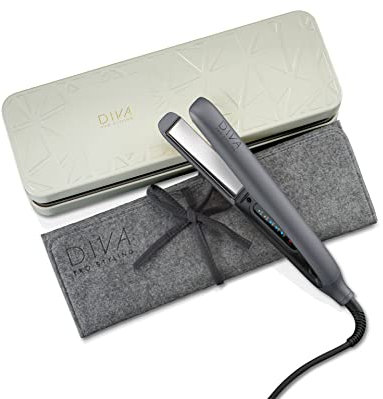 Diva Pro Styling Precious Metals Touch Straightener - Haarglätter/Glätteisen - Temperatur-Bedienfeld, titanium PRO202