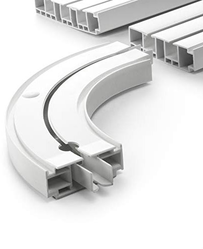 DQ-PP GARDINENSCHIENEN und Rundbogen Set | 200cm | PVC | 1-läufig | Weiss | inkl. Befestigungsmaterial | 2m (2 x 100cm + Verbinder) | Gardinen Schiene Vorhangschienen