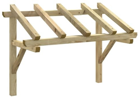 vidaXL Bois de Pin Solide Auvent de Porte Marquise de Porte Entrée Porche Véranda Fenêtre Extérieur Résistant à la Pourriture 150x100x100 cm