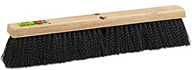 Unvert Black Indoor Push Broom Head – Heavy Duty Hardwood Block – Polypropylene Bristles – Deck Scrub Brush – Two Threaded Handle Holes for Better Assist (24)