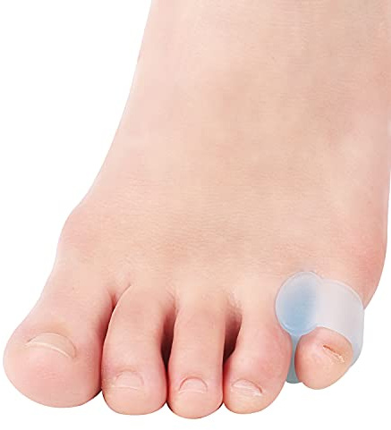 Yimanduo Lot de 10 attelles d'orteils en gel pour petit orteil, redresseur d'orteil marteau homme et femme, marche, course, chevauchement, correcteur d'oignon soulagement l'oignon (bleu) S