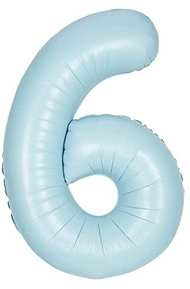 Unique Party 13896 - Riesenzahl 6 Luftballon - 86 cm - Matt Hellblau