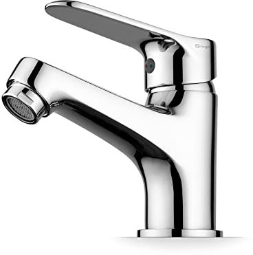 Ibergrif M11059, Mitigeur Lavabo Bec Bas, Robinet Lavabo Salle de Bain Complet avec Outils et Accessoires D'installation, Robinet Lave-Mains pour Évier, Corps en Laiton, Chrome, Argent