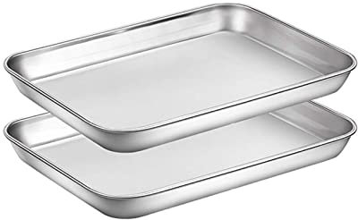 Teglie da Forno per Forno 2 Pezzi Set di teglie da Forno Teglie per Biscotti da Chef Tostapane Teglie da Forno in Acciaio Inossidabile Teglie da Forno Facili da Pulire Pallet da Cucina (Argento Arge