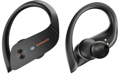 HAPPYAUDIO Ecouteurs Bluetooth sans Fil Sport,56H Ecouteurs Bluetooth Sport 5.3 HiFi Stéréo avec Antibruit - Ecouteurs sans Fil avec 2 ENC Mic,IP6 Étanche Bouton de Contrôle Écran LED