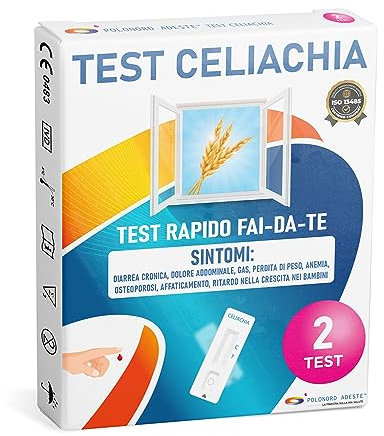 TEST CELIACHIA Adeste - Rapido fai da te. Per intolleranza alimentare al glutine, per adulti e bambini. Confezione da 2 test
