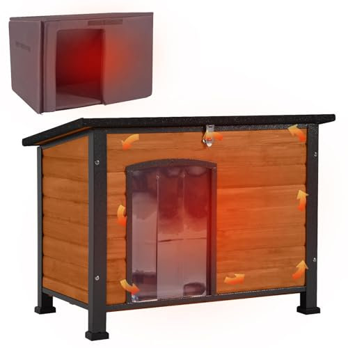 Aivituvin Outdoor-Hundehütte mit isoliertem Futter, wasserdichte Hundehütte für den Winter, Katzenhaus für kleine und mittelgroße und große Hunde, Katzen, einzigartiger Allround-Eisenrahmen