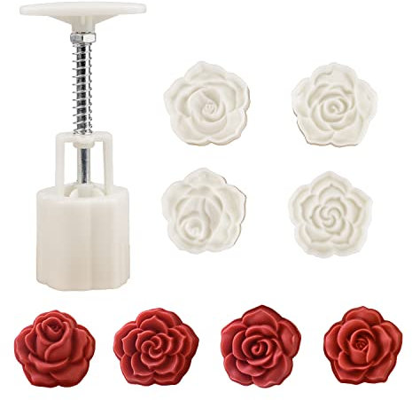 Lot de 4 moules chinois pour gâteau de lune, moule à gâteau de lune avec 4 emporte-pièces réglables, moules à gâteau de lune (D)