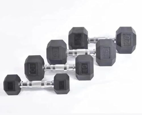 ARAFIT Mancuernas Hexagonales de Caucho | Empuñadura Cromada Antideslizante | Gimnasio en Casa y Musculación | 1 Unidad 7.5 kg