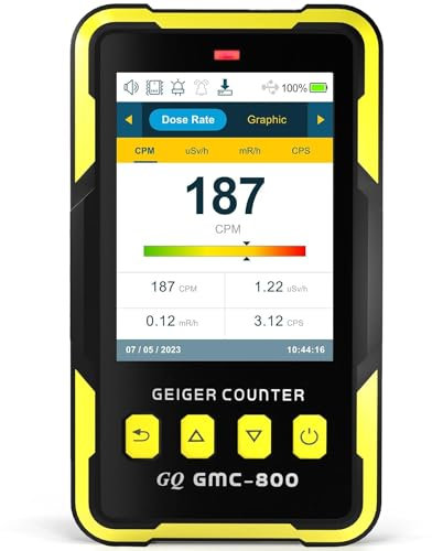 Nuklearstrahlungsdetektor GQ GMC-800 Geigerzähler, USA-Design, US-amerikanischer Standard, großes Farb-LCD-Display, 5 Alarmarten, Dosimeter, Datenspeicherung und globaler Teil,