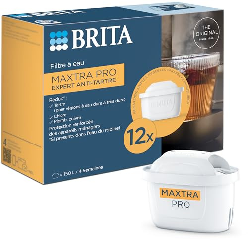 BRITA MAXTRA PRO Expert vattenfilterpatron mot skalan 12-pack - original refill för BRITA specialfilterkaraff varma drycker (skydd av kalk och förstärkt hushållsapparater)