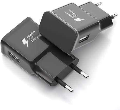 Newding Pack 2 Cargador Rápido 15W, Enchufe Adaptador de Corriente USB-A, Carga Rápida Adaptable para Samsung Galaxy S10 S9 S8 A53 A52 A51 A32 A13, Xiaomi, Redmi, Huawei, Móvil y Tablet