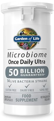 Garden of Life Microbiome Probiotics Once Daily Ultra Supplements | 30 Vegan Capsules Made in Italy | 50 Billion CFU 14 Strains | Gluten, Dairy & SOYA Free - Vegan
