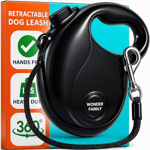 Retractable Dog Leash for Small Dogs, Adjustable Shoulder Strap, with Poop Bag Dispenser and Collapsible Bowl, Blue/Black