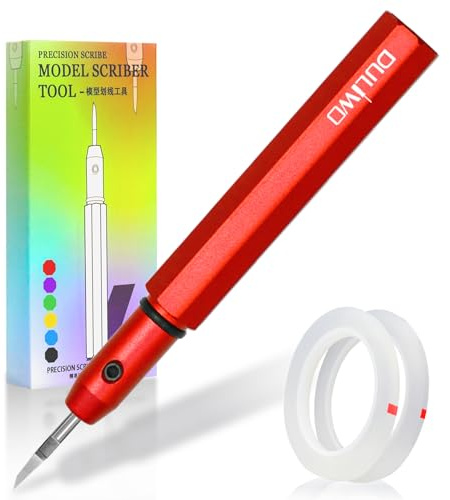 DULIWO Model Scriber Tool, Tungsten Steel Blades 0.10mm,Precision Engraving & Scribing Tool for Gundam,RG Models,Plastic & Resin Kits, Panel Line Carving,Hobby Scribing Set,Red
