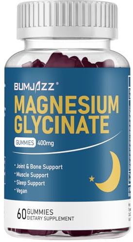 Magnesiumglycinatgummier 400mg - 60 styck - Magnesium L-treonat 200mg - Magnesium-kaliumtillskott med vitamin D&B6&CoQ10