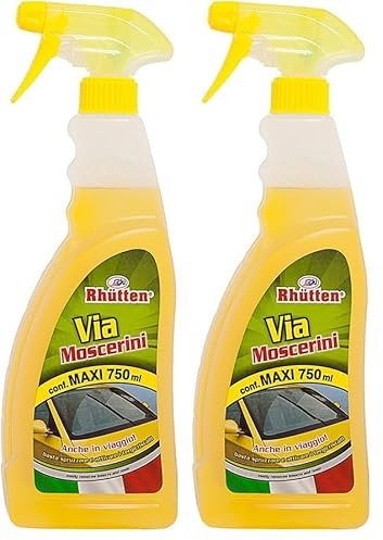 Rhütten Via Moscerini, Rimuove Moscerini e Insetti Essiccati da Parabrezza, Fari, Mascherina, 750ml (Confezione da 2)