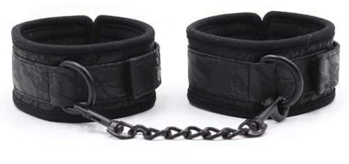 Manette per Coppia, con Moschettoni Sganciabili, imbottite e morbide, Manette in Pelle, Accessori per Il contenimento di Mani e Piedi da Donna, per Giochi Bondage, uomo donna