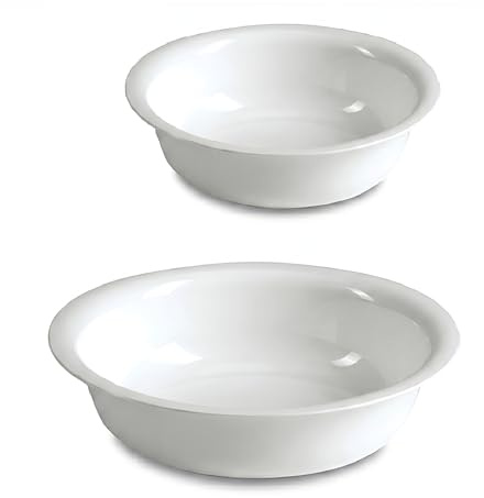 Set 2 Catino Piccolo Bacinella Rotonda in Plastica Bianca 26+32cm Bucato a Mano Secchio Recipiente Ammollo per Capi Delicati e Pulizie Domestiche Made in Italy Multiuso Resistente e Salvaspazio