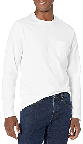 Amazon Essentials T-Shirt à Manches Longues Coupe Régulière Homme, Blanc, M