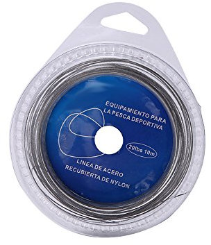 Stahlvorfach, 10 Meter Angelschnur Drahtführer Edelstahl Vorfach Wire mit 12 Stück Crimps Ärmeln(20 lbs)