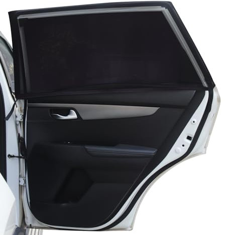 Trusiel Sonnenschutz Auto mit Zertifiziertem UV Schutz für Kinder Baby Erwachsene Haustiere, Universal Sonnenblende Auto Netz,Autofenster Sonnenschutzrollos Heckscheibe, für Personenkraftwagen (L)