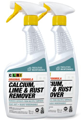 CLR PRO Calcium, Lime & Rust Remover, 32 oz. Spray Bottle, Pack of 2, Quickly Removes Calcium, Lime, Hard Water Deposits and Surface Rust Stains