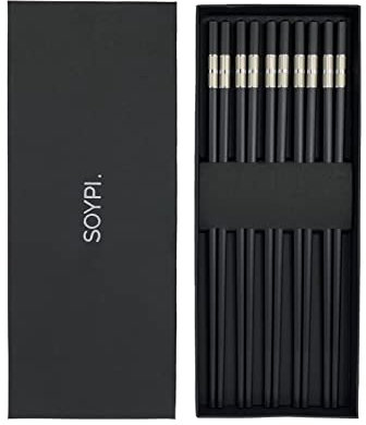 Soypi Essstäbchen aus Fiberglas - 5 Paar traditionelle chinesische Essstäbchen aus Fiberglas - Stäbchen Set in Geschenkbox - asiatische Stäbchen - wiederverwendbar - Chopsticks