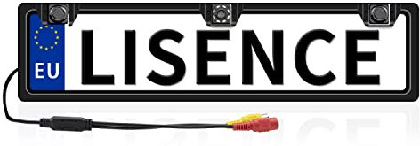 Rückfahrkamera Kennzeichenhalter mit 2 Parksensoren + LED Abstandsanzeige, 8 Lichter Rückfahrkamera, 170° Weitwinkel, IP67 Wasserdicht