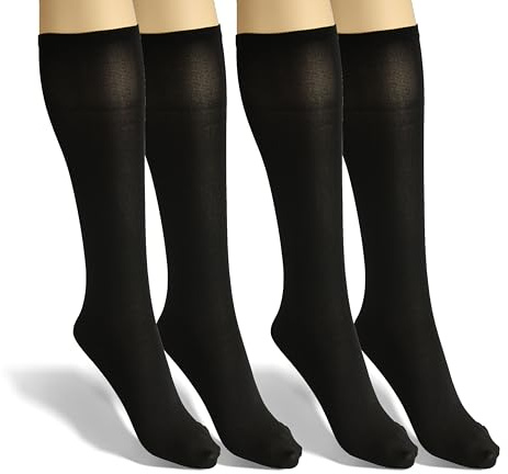 sesto senso Chaussettes Montantes Genoux Femme 40 DEN Mi-Bas 2 Paires Nero