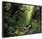 B&D XXL Bilder mit Rahmen 90x60 cm Wandbilder groß Leinwandbild XXL schwarzer Holzrahmen modern Wanddekoration Kunstdruck Wanddeko Wohnzimmer Schlafzimmer Wald Natur Landschaft Bäume Wasserfall