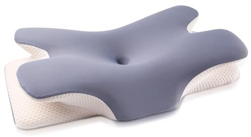 MULISOFT Almohada de espuma viscoelástica, cómoda y ergonómica, con soporte para el cuello, ideal para dormir de lado, azul