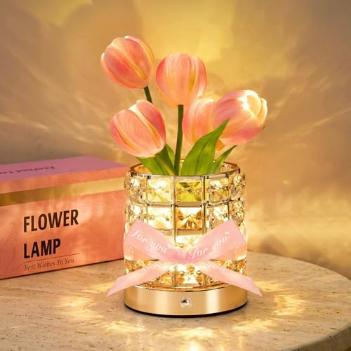 NuuNuy Tulip Flower Lamp, Mothers Day Gifts | USB Rechargeable Cordless Night Light | Touch Control | 3-Color Adjustable Dimming | Mothers Day Gift for Mom, Birthday Gift for Women, Home Decor